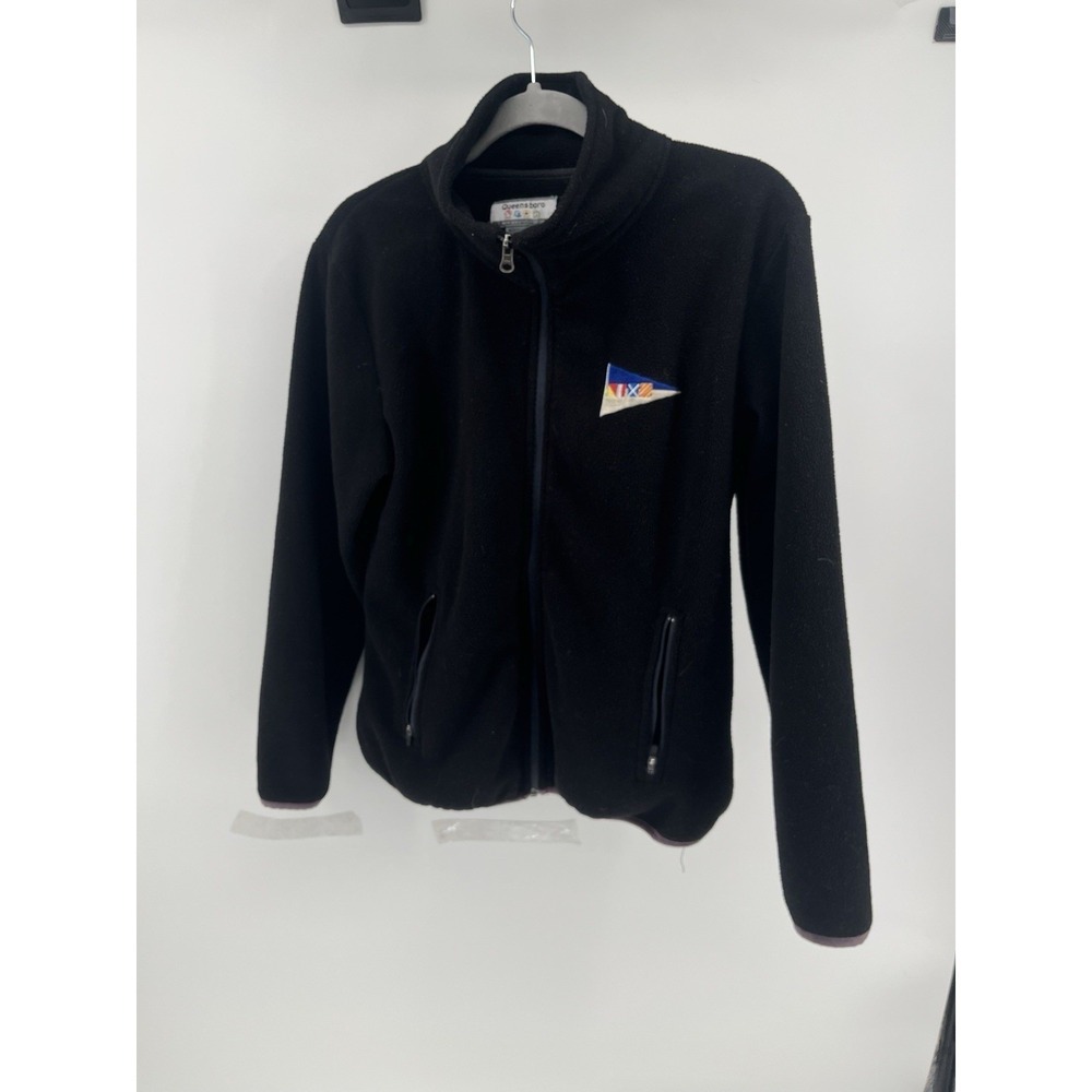 Queensboro Fleece Jacket Size Small Black Full Zip Long Sleeve Embroidered Logo - Picture 2 of 6